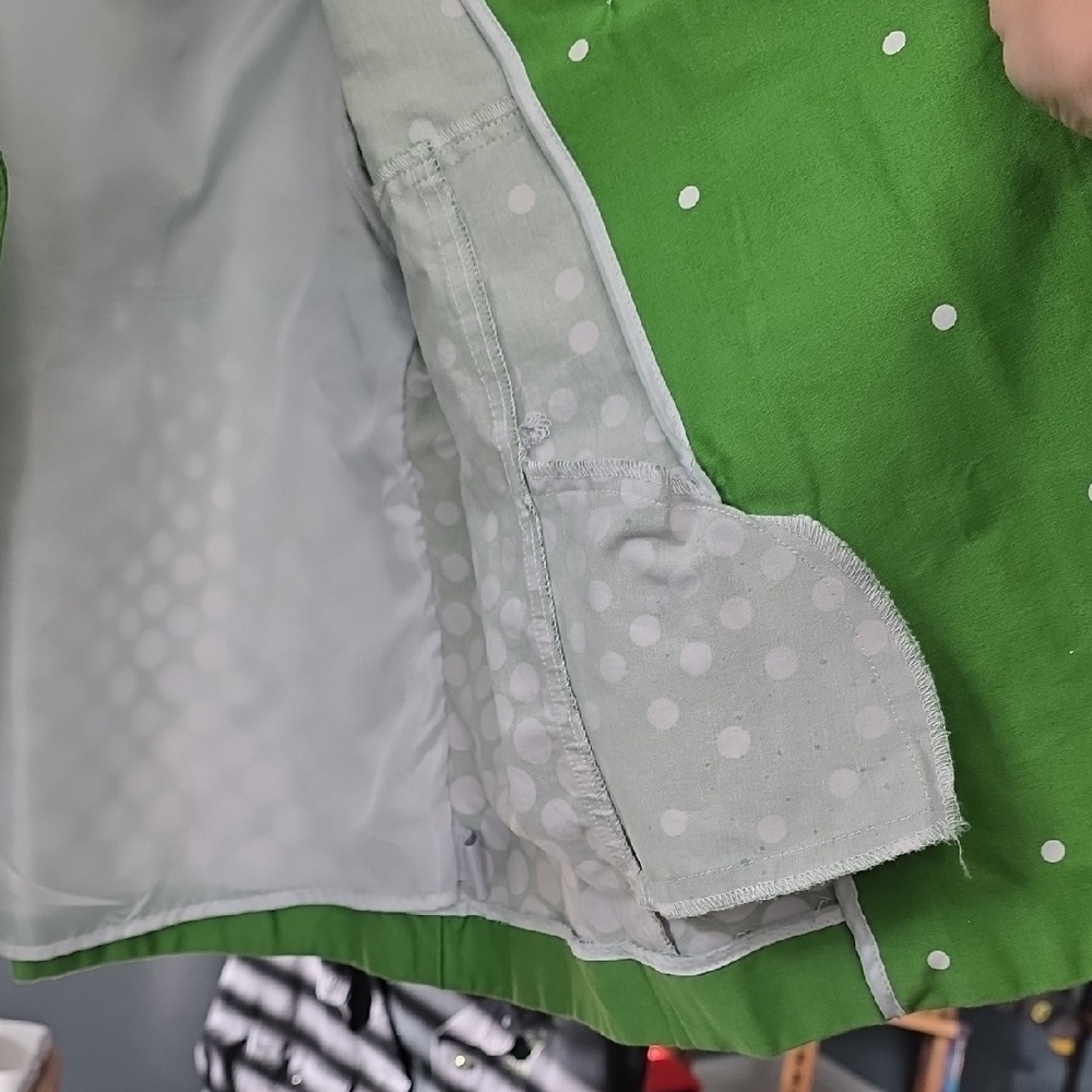 dressbarn Green and White Polka Dot Pea Coat - Picture 7 of 7